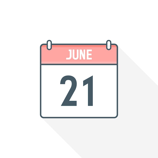 21st June calendar icon June 21 calendar Date Month icon vector illustrator