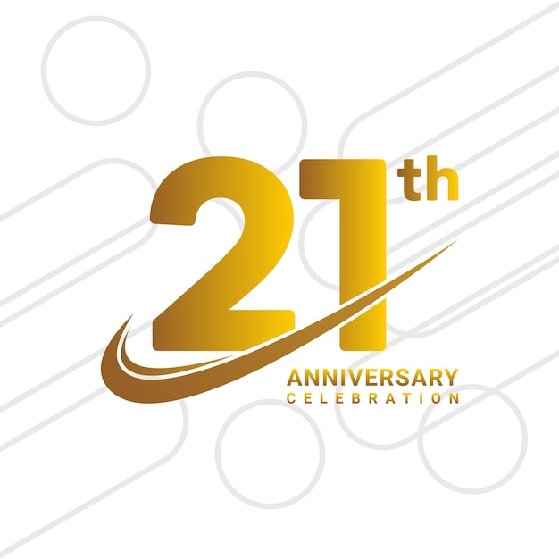 21th anniversary celebration golden anniversary celebration logo type isolated on white background vector illustration