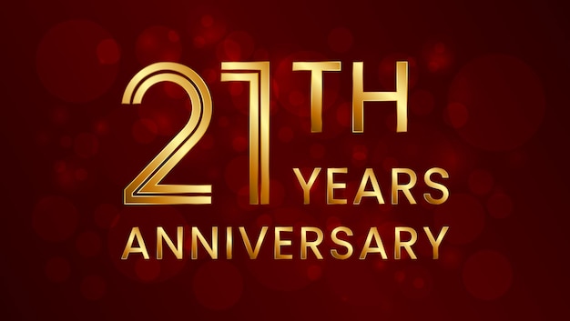 21th anniversary logo with double line number concept and golden color font