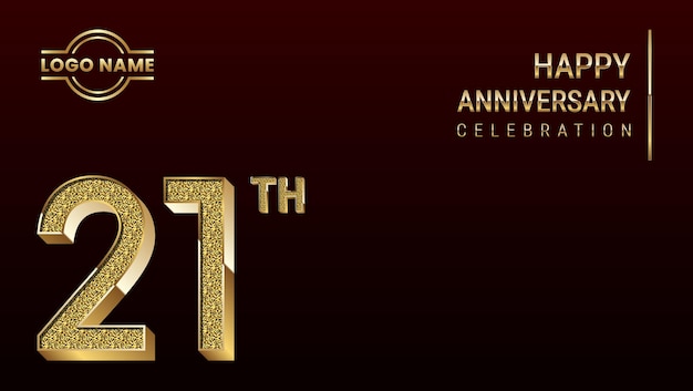 21th Anniversary template design concept with golden number Vector Template