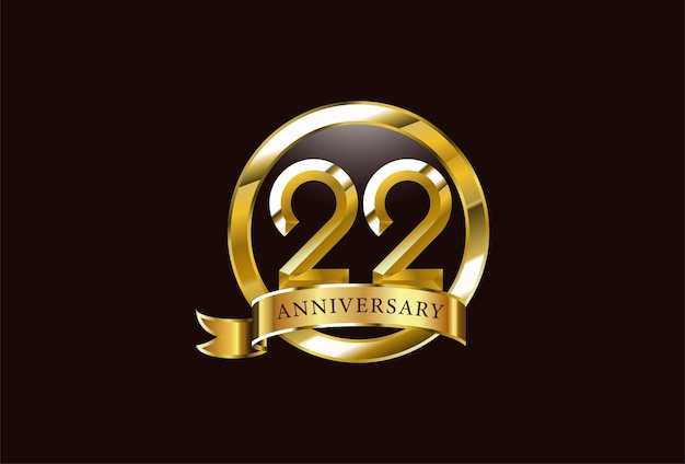 22 year anniversary celebration logo design with golden circle