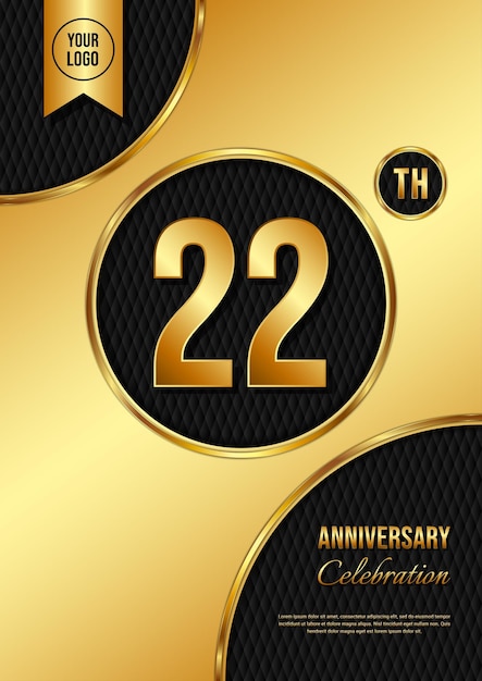 22 Year Anniversary celebration template design Golden Anniversary vector illustration