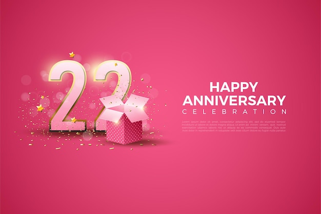 22nd anniversary with 3d open gift box decoration.