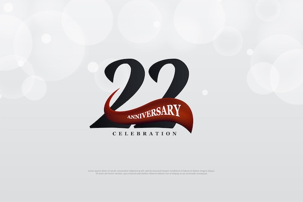 Vector 22nd anniversary with number and curved red image