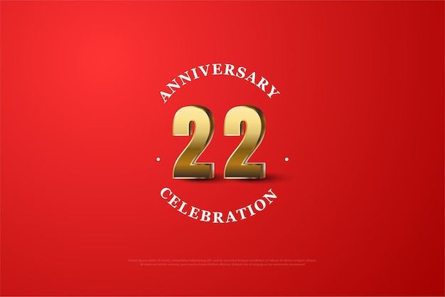 22nd anniversary with shaded gold number on red 