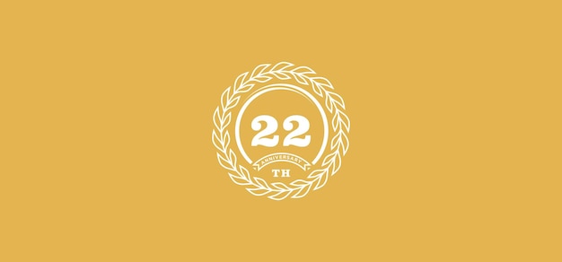 22st anniversary logo with ring and frame white color and gold background