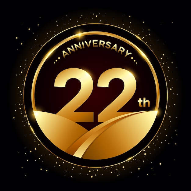 22th anniversary Golden anniversary template design Logo vector illustration