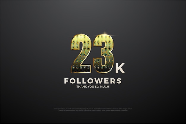 23k followers with numbers covered in shiny glitter.