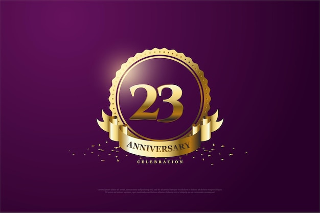 23rd Anniversary with beautiful gold number illustrations