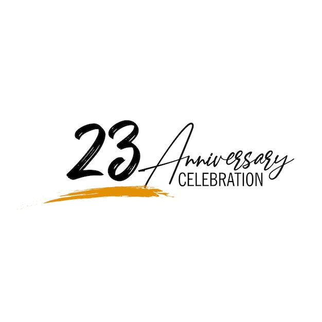 23rd years anniversary celebration with brown brush design on white background .