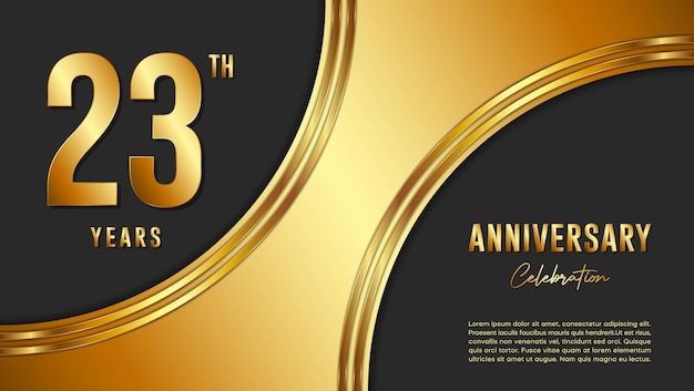 23th Anniversary Celebration template design with gold background and numbers Vector Template