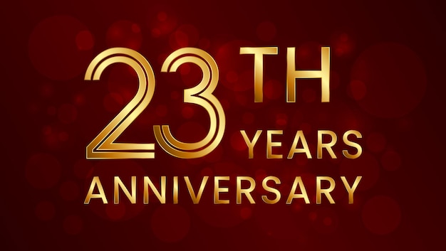 23th anniversary logo with double line number concept and golden color font