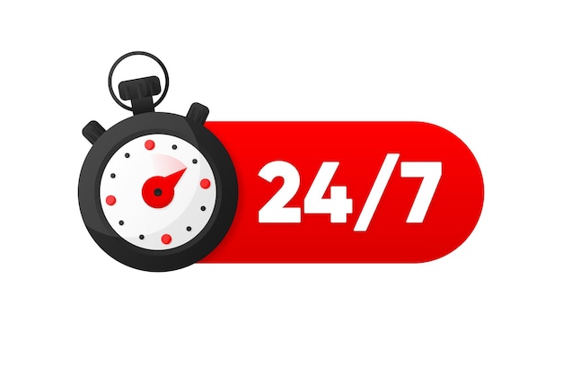 24 7 Service Support Service concept Call icon Phone Support 24 hours a day and 7 days a week