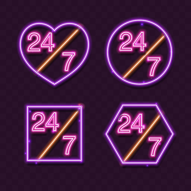 24 days,  7 days neon vector.