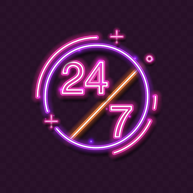 24 days,  7 days neon vector.