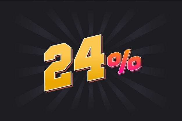 24 discount banner with dark background and yellow text 24 percent sales promotional design