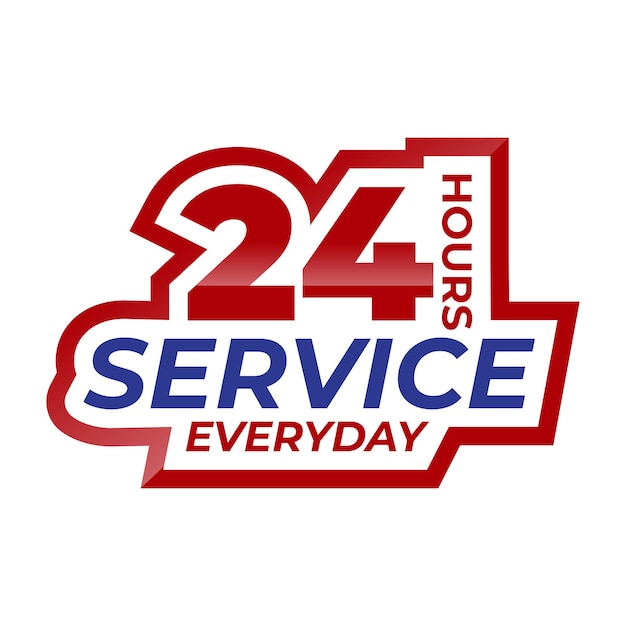 24 hour everyday service sticker design vector 24 hours