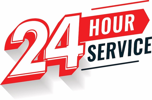 24 hour service 3d text background