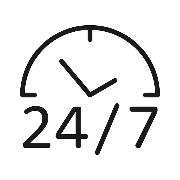 24 Hours a day symbol. Support service sign.