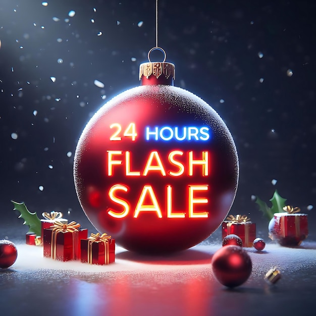 24 hours FLASH SELL for Christmas vector template for Advertisement