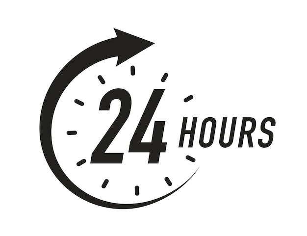 24 hours timer vector symbol black color