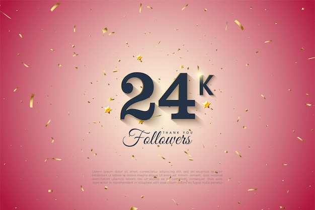 24k followers with numbers on gradient pink background