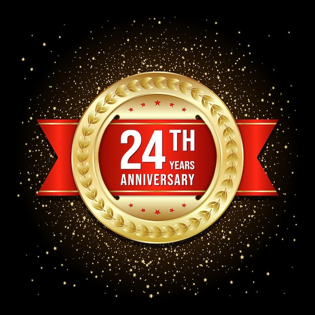 24th anniversary design template vector template illustration