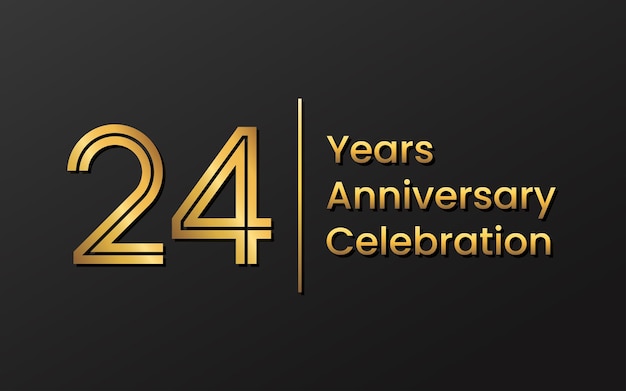 24th Anniversary template design with gold color for anniversary celebration Vector template