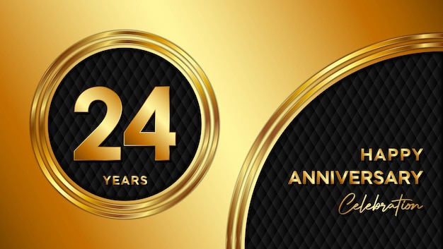 24th anniversary template design with golden texture and number for anniversary celebration event