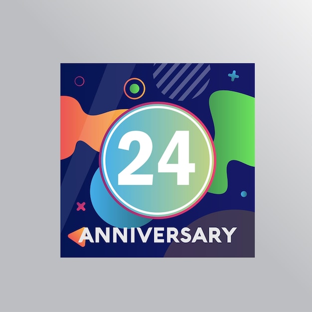 24th years anniversary logo, vector design birthday celebration with colourful background