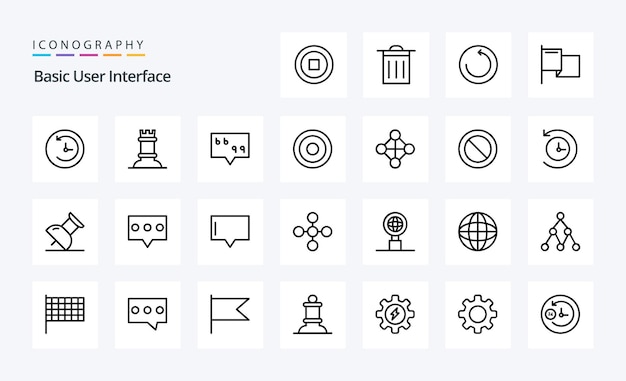 25 Basic Line icon pack