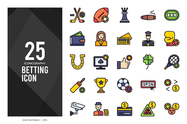 25 Betting Lineal Color icon pack vector illustration