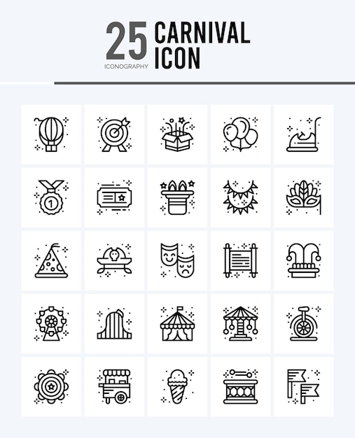 25 Carnival Outline icons Pack vector illustration