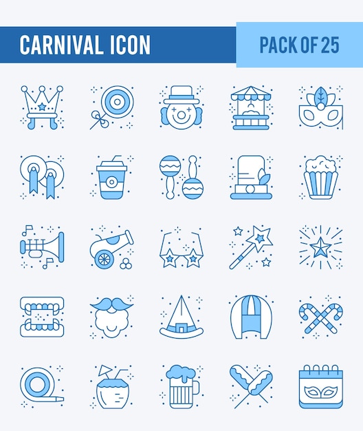 25 Carnival Two Color icons Pack vector illustration