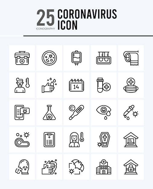 25 Coronavirus Outline icons Pack vector illustration