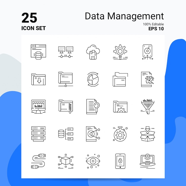 25 Data Management Icon Set Business Logo Concept Ideas Line icon 