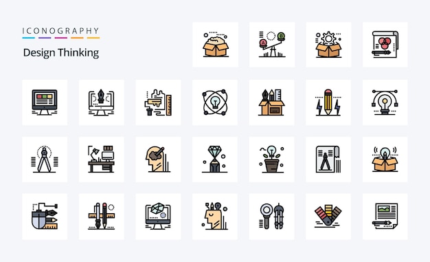 25 Design Thinking Line Filled Style icon pack