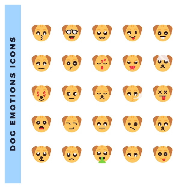 Vector 25 dog emoticon flat icon pack vector illustration