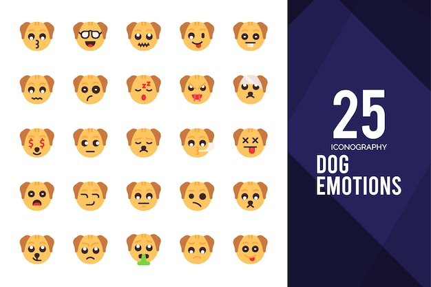 Vector 25 dog emoticon flat icon pack vector illustration