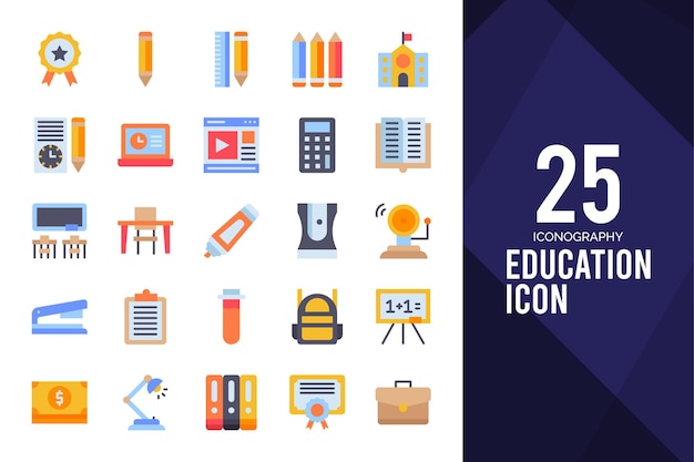 25 Education Flat icon pack vector illustration