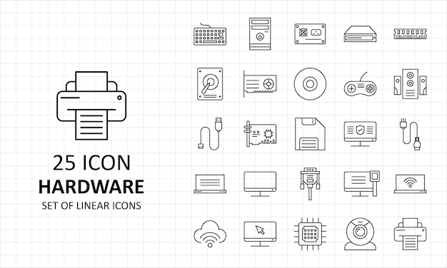 25 Hardware Icons Sheet Pixel Perfect