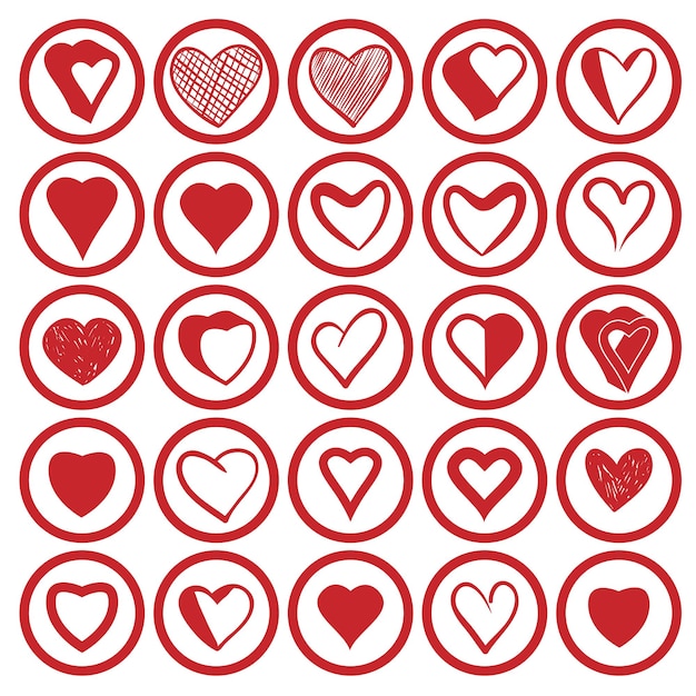 25 heart icons vectors set.