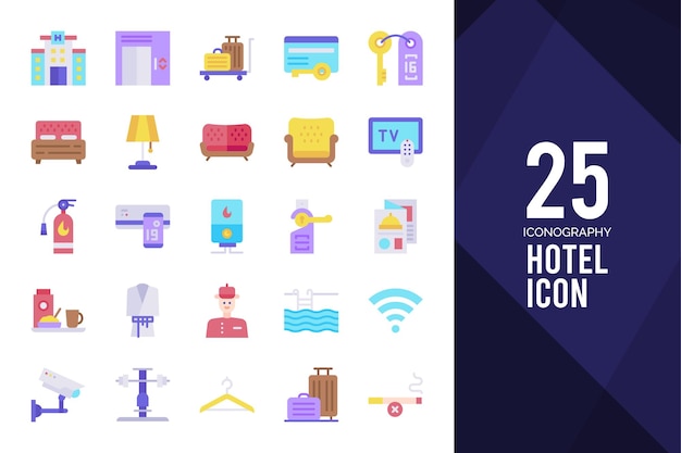 25 Hotel Flat icon pack vector illustration