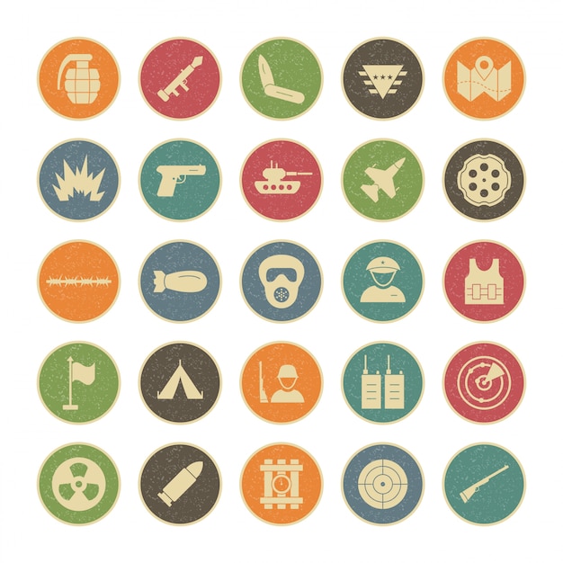 25 Icon Set Of Military 