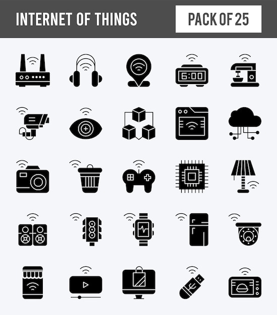 25 Internet of Things Glyph icon pack vector illustration