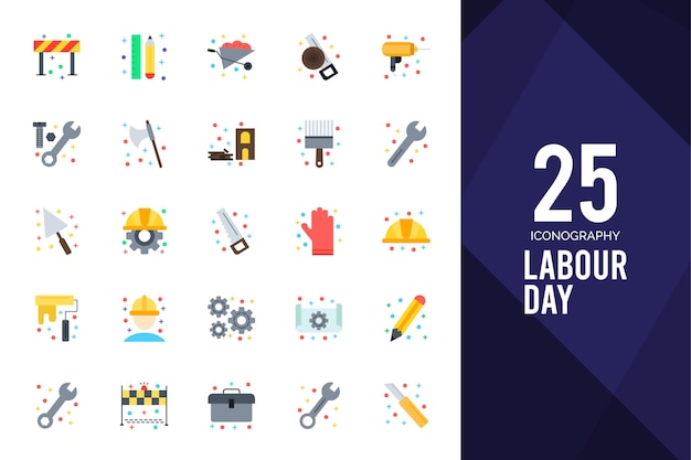 25 Labour Day Flat icon pack vector illustration