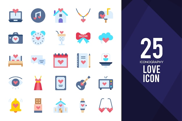 25 Love Flat icon pack vector illustration