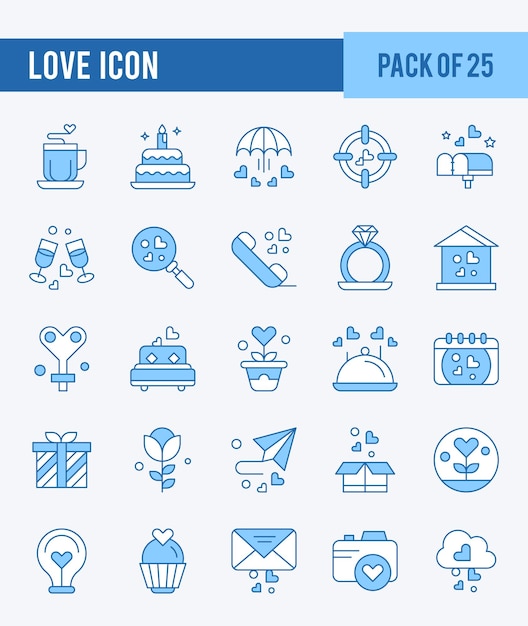 25 Love Two Color icons Pack vector illustration