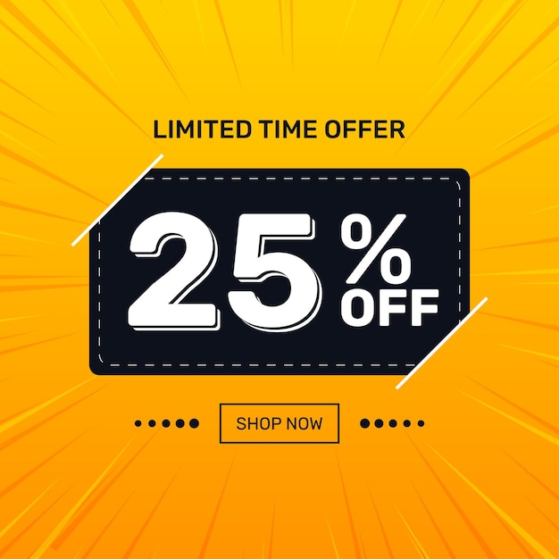 25 OFF Limited Time Offer Super Discount Discount Promotion Special Offer 25 Discount Yellow Sq