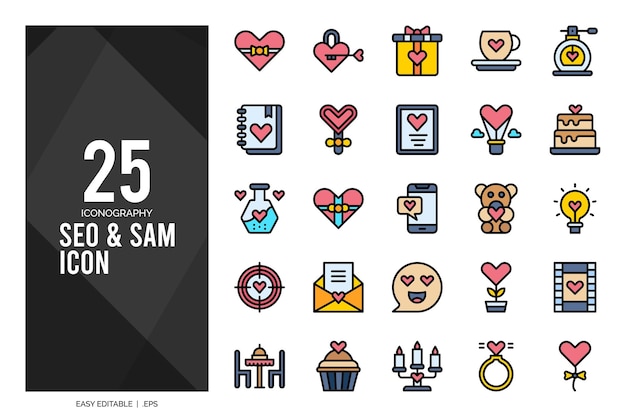 25 SEO And SAM Lineal Color icon pack vector illustration